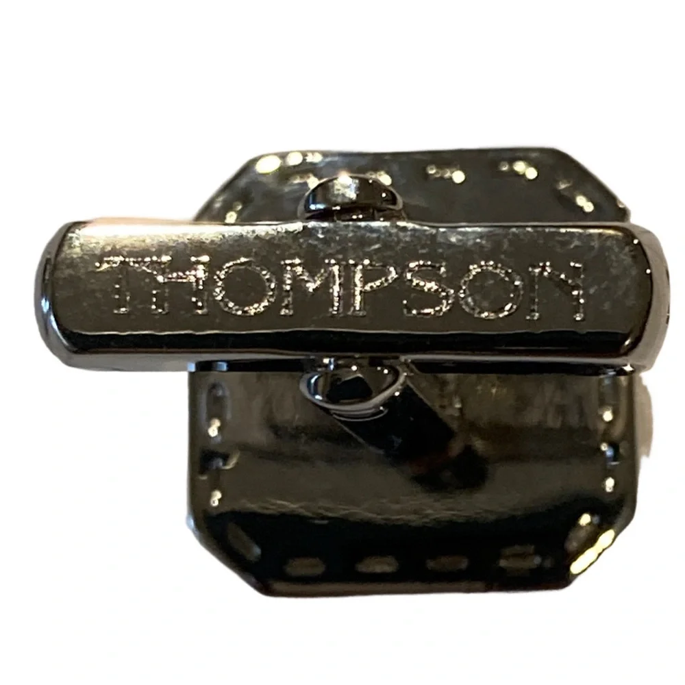 NWT Thompson London Rhodium Plated Black Carbon Fiber Square Bolt Cufflinks